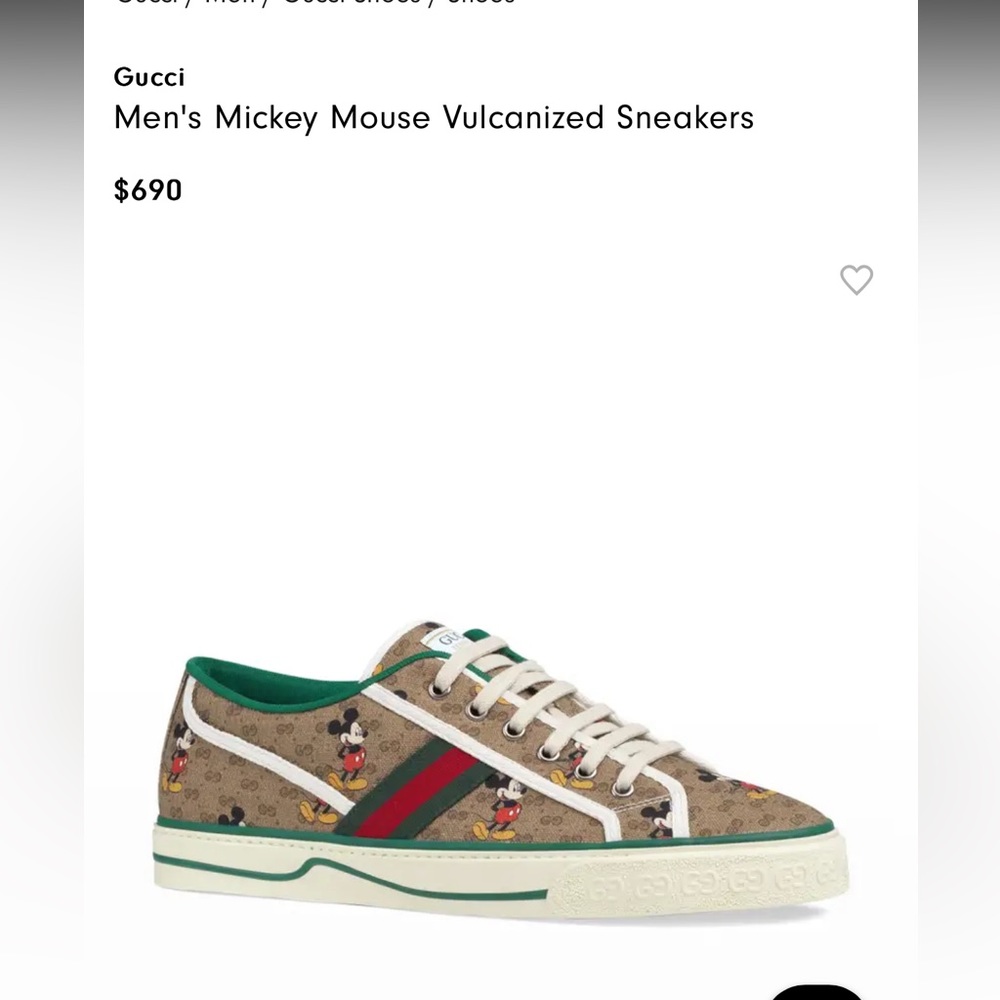 Gucci Vulcan 78 Mickey Mouse  Sneaker sz 9